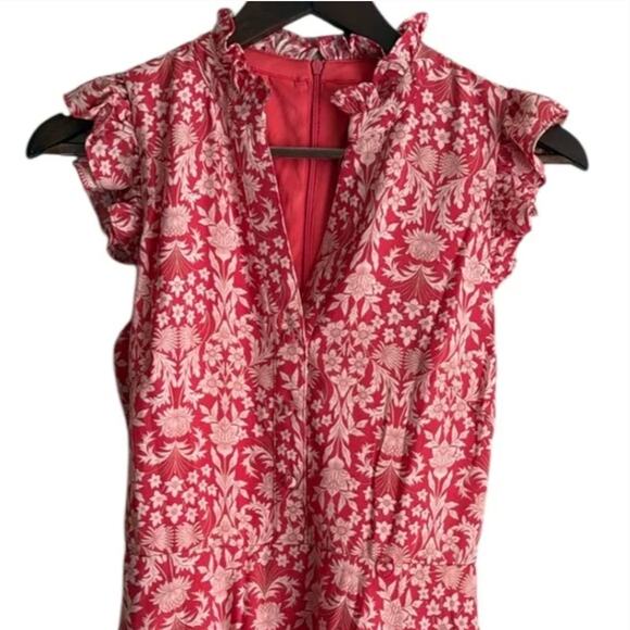 VINCE CAMUTO Floral Belted A-Line Dress Sz 4 - Picture 3 of 7